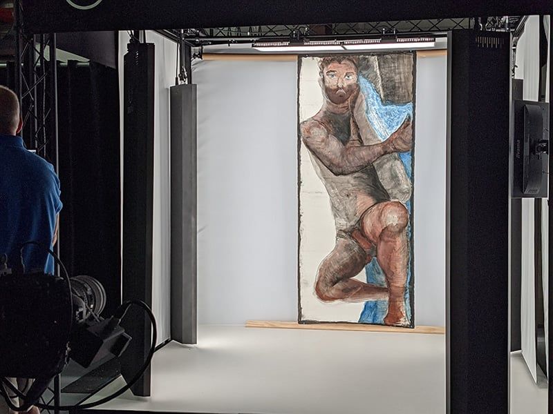 Photography setup using Fashion Studio for large pieces of artwork