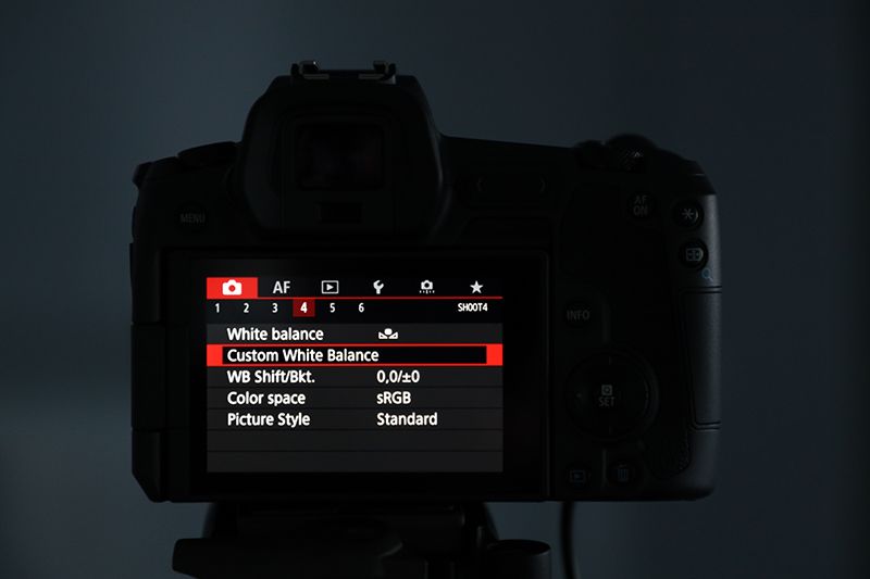 Custom white balance in the camera settings