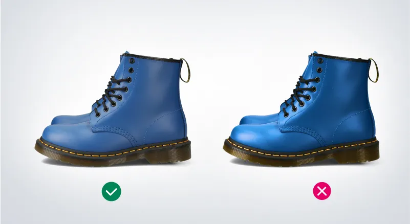 Blue shoes photographed with minimum post-production