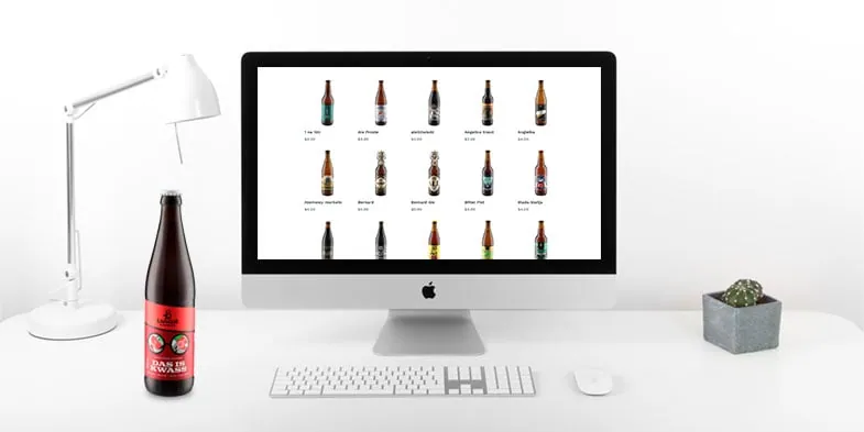 Online beer shop with product photos