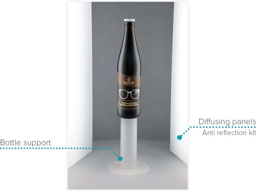 Beer bottle on a bottle support