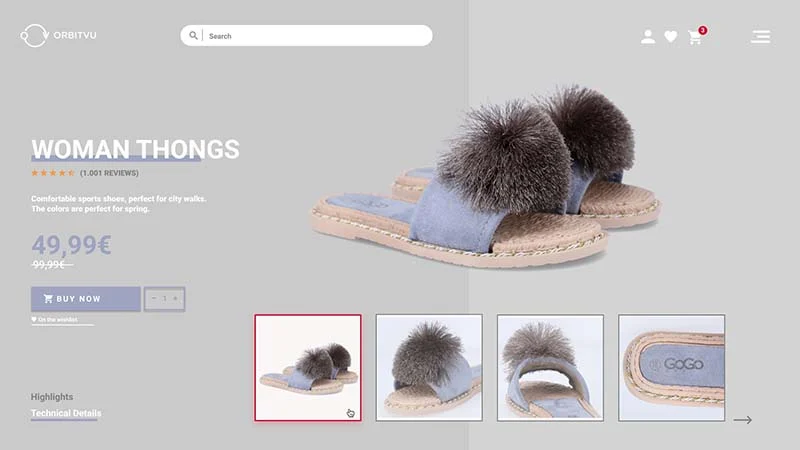 Product page - a pair of shoes with correct packshots in an online store