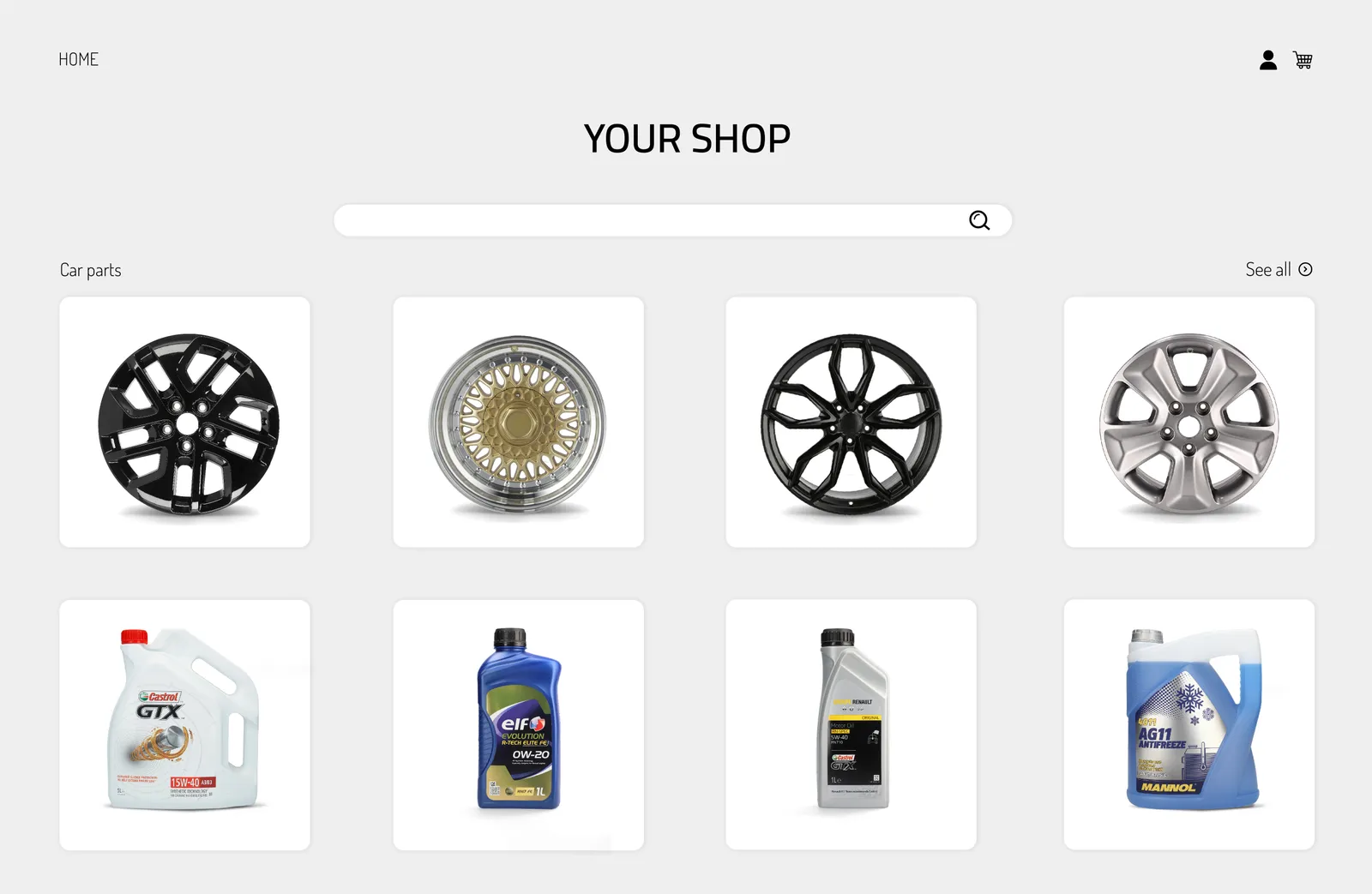Example of a consistent online car parts catalog
