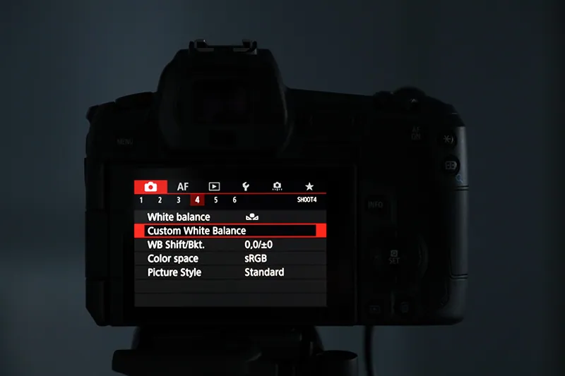 Custom white balance in the camera settings
