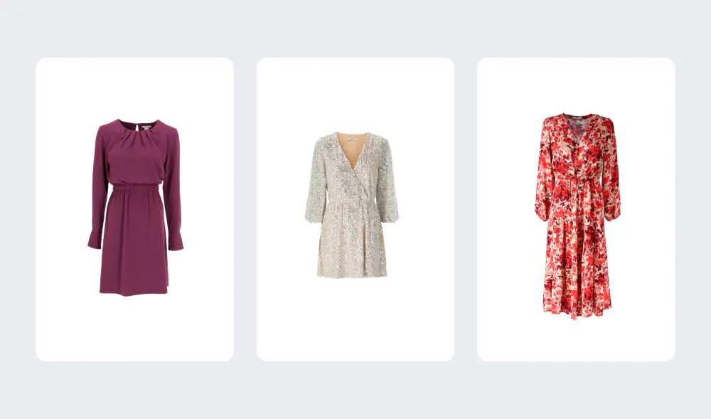 Products presented with a ghost mannequin effect