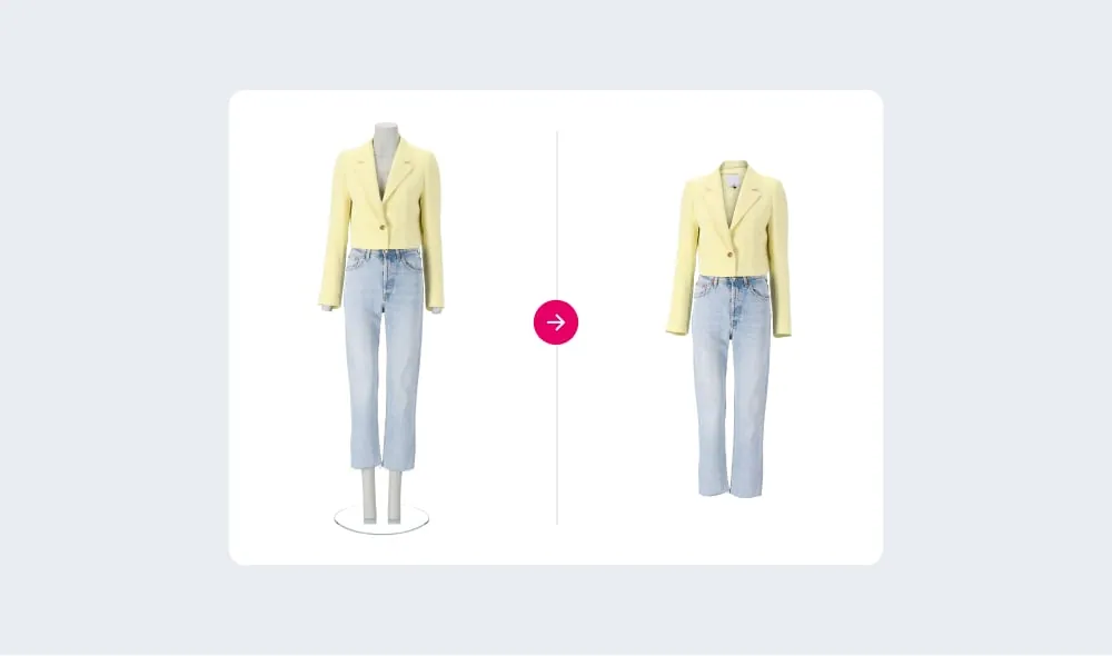 Garment with a hidden part being photoshopped in