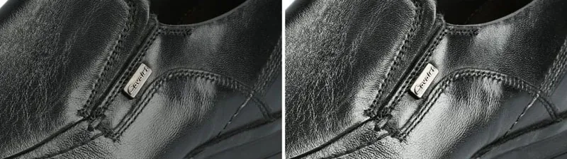 Leather shoe before and after adaptive contrast