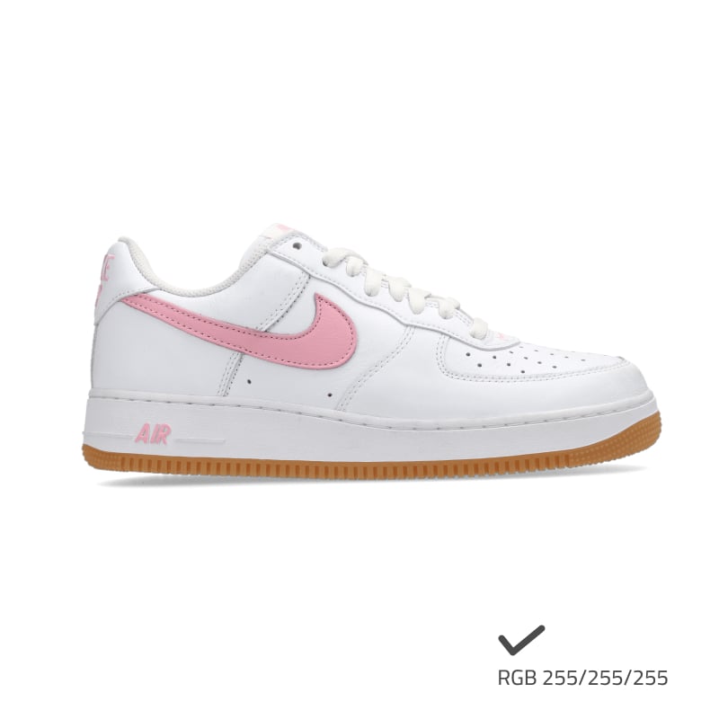 Nike shoes photographed on a background that meets GS1 standards