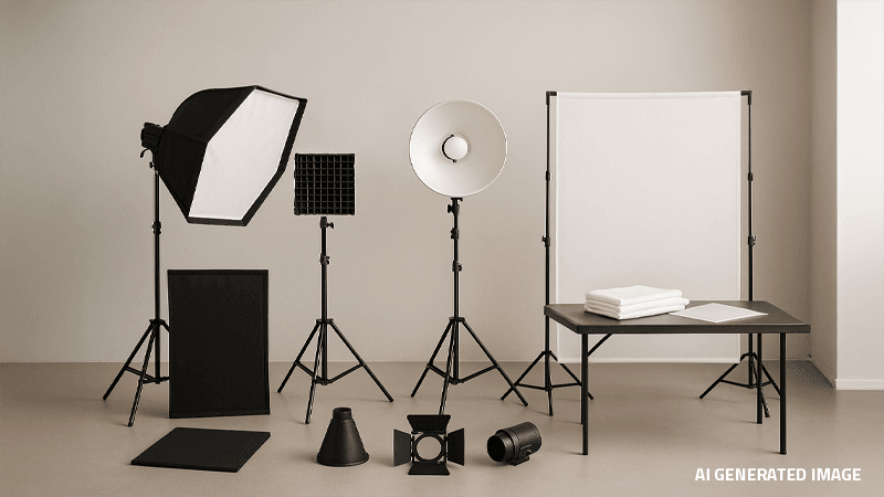 Flat lay home photography studio
