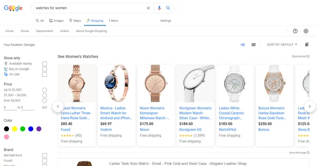Example of Google Shopping product photos