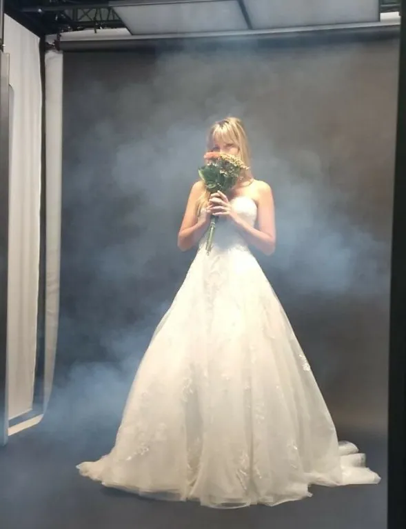 Behind the scenes of the Carrafina bridal gown photo shoot with a smoke machine