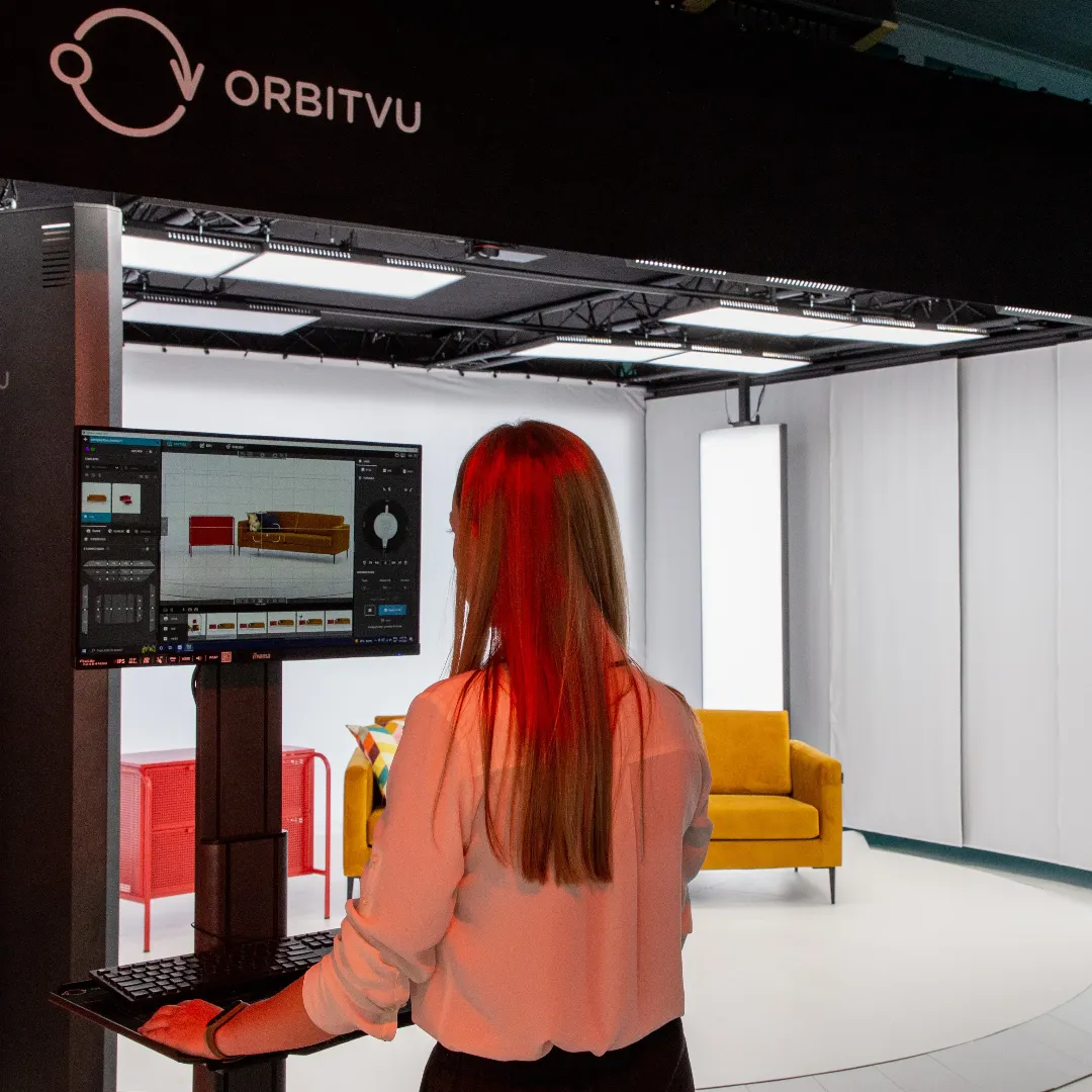 Orbitvu furniture photography studio workflow with operator