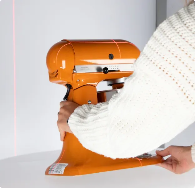 Orange kitchen stand mixer installation