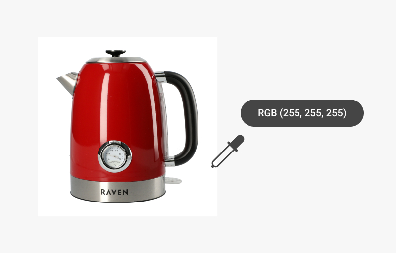Infographic: image color space for amazon - red kettle in RGB