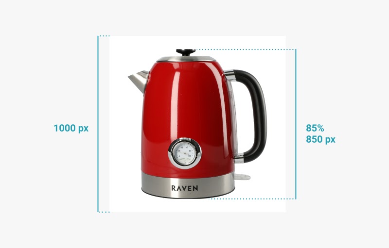 Infographic: size background for amazon product image - red kettle