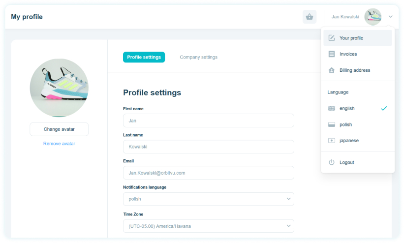 Orbitvu SUN - profile settings